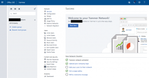 Office 365 Yammer Administration Example Screen