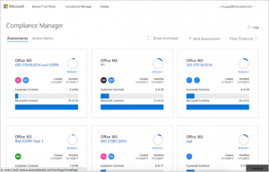 O365 example microsoft compliance manager screen