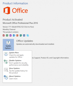Office 365 update Install version
