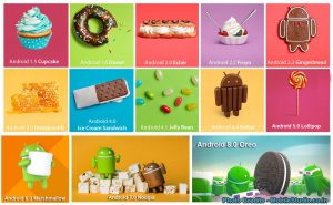 Montage of android versions up to Oreo