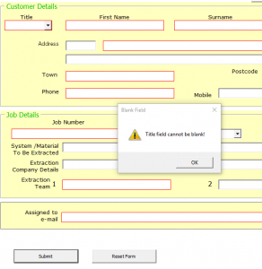 Sample Excel Form Input