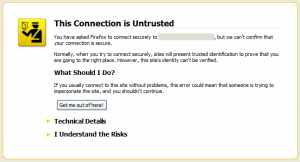 Example Firefox browser untrusted certificate