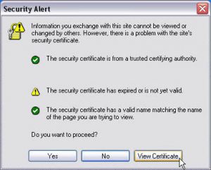 Example of an expired certificate