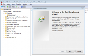 Example MMC for new RDP certificate